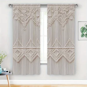 Hemp rope printed curtains,